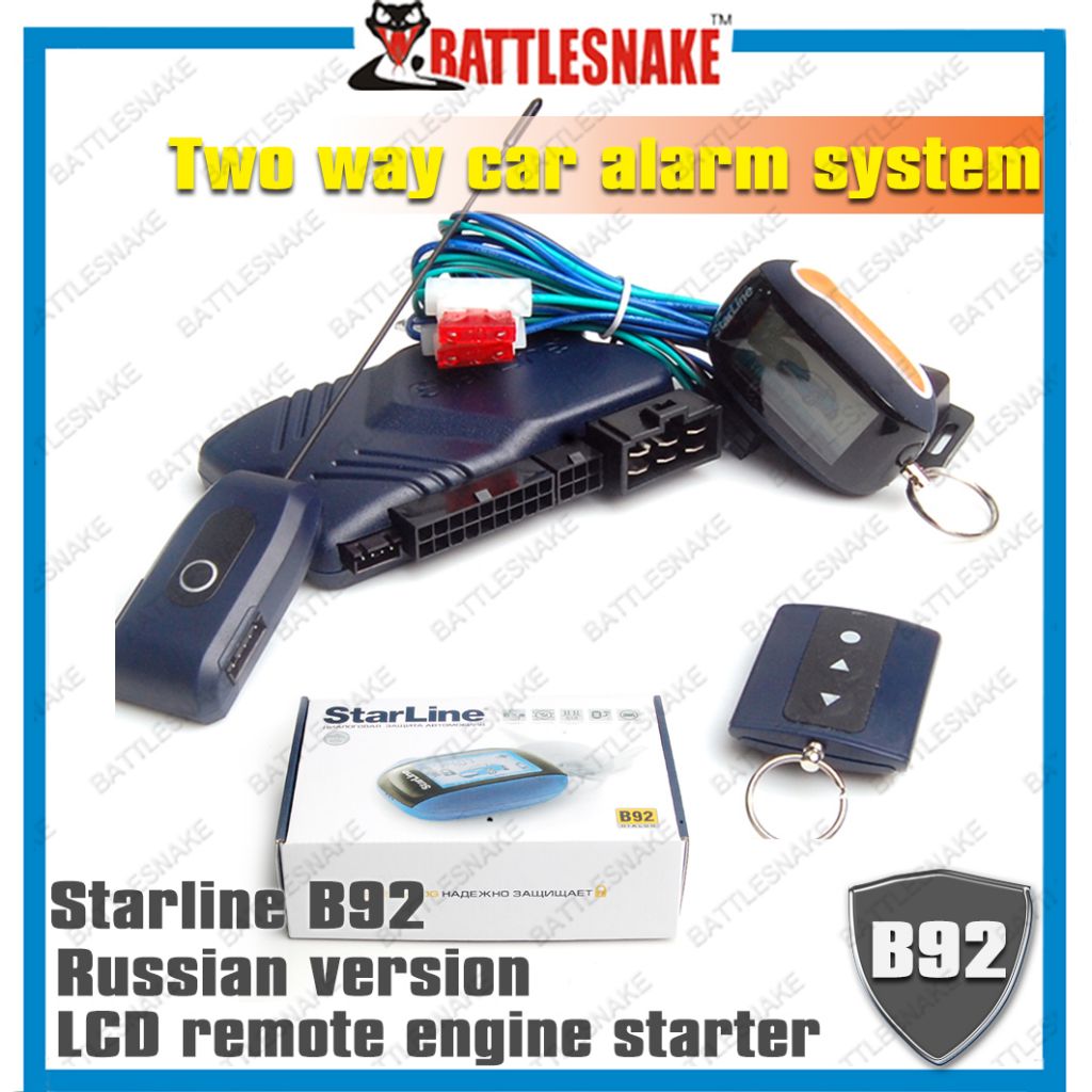 two way car alarm system Starline B92 LCD remote engine starter Russian version