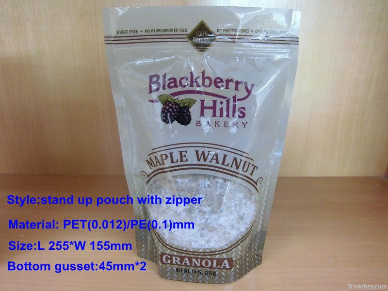 Plastic dog food packaging bag with zipper