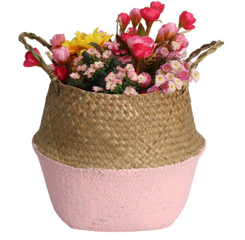 Wholesale Foldable Laundry Flower Natural Seagrass Belly Basket