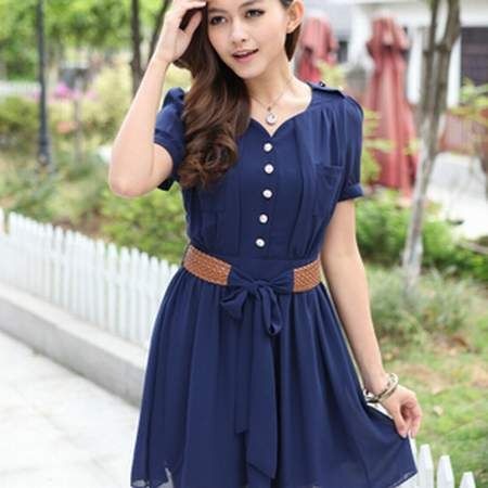 Fashionable OL Slim Chiffon Short-sleeved shift Dress