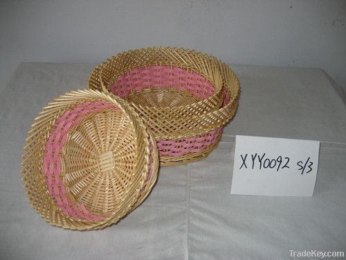 3 pcs round wicker willow tray