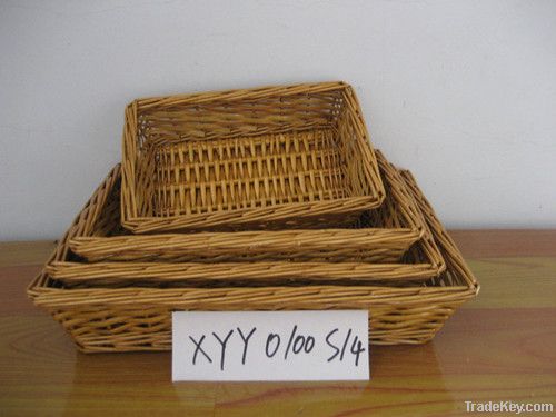 3 pcs rectangle wicker willow tray