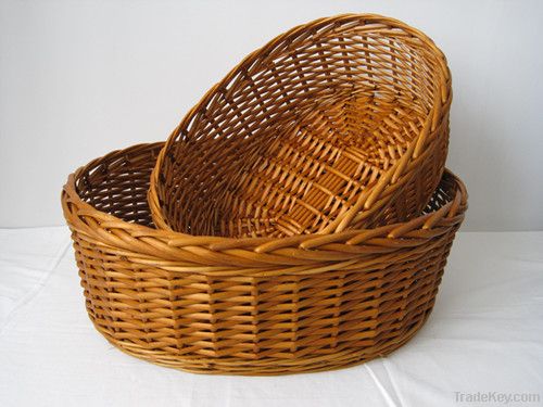 3 pcs oval wicker willow tray