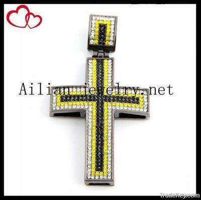 Fashion alloy hiphop cross pendant with rhinestone