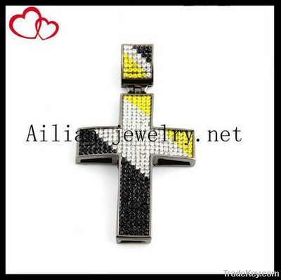 Fashion alloy hiphop cross pendant with rhinestone