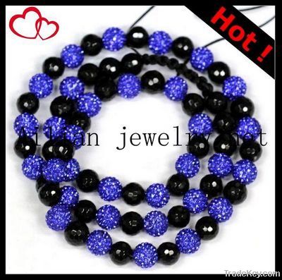 2012 hot selling fashion shamballa necklace, disco ball necklace