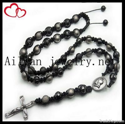 disco ball beads rosary, shamballa beads rosary with pendant