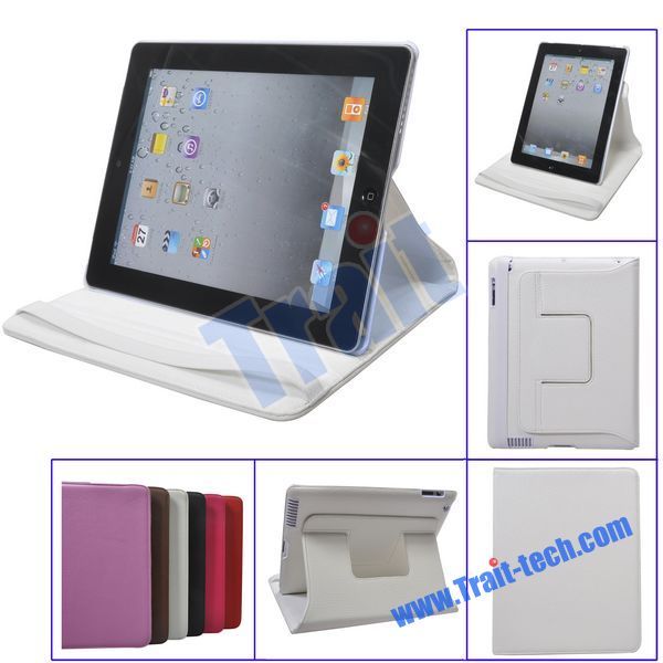 360 Degree Rotating Leather Case for iPad 2 (White)