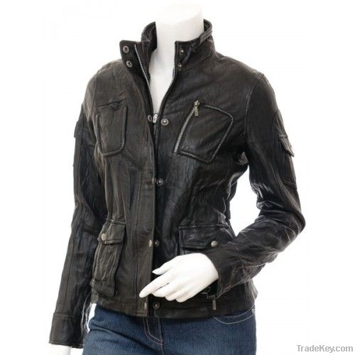 Black Leather Biker Jacket Hamilton