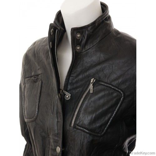 Black Leather Biker Jacket Hamilton