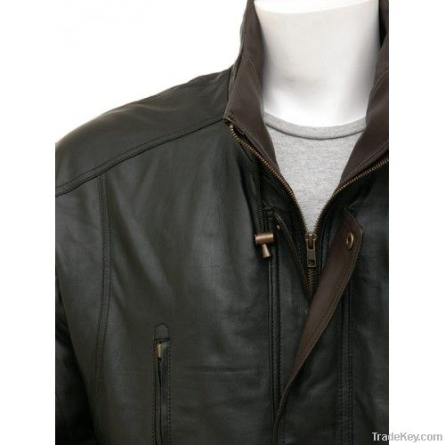 Men's Leather Coat in Black Ostrava