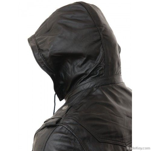 Mens Black Hooded Jacket Reims