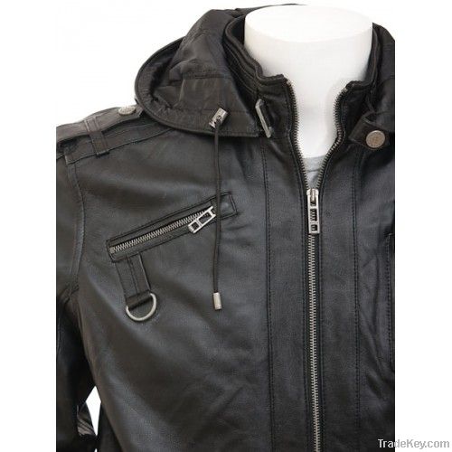 Mens Black Hooded Jacket Reims