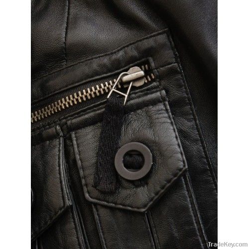 Mens Black Leather Jacket Cagliari