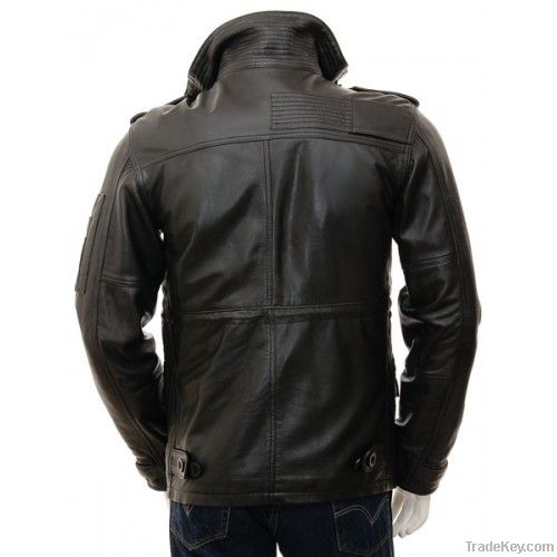 Mens Black Leather Jacket Cagliari