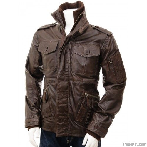 Mens Brown Leather Jacket Cagliari