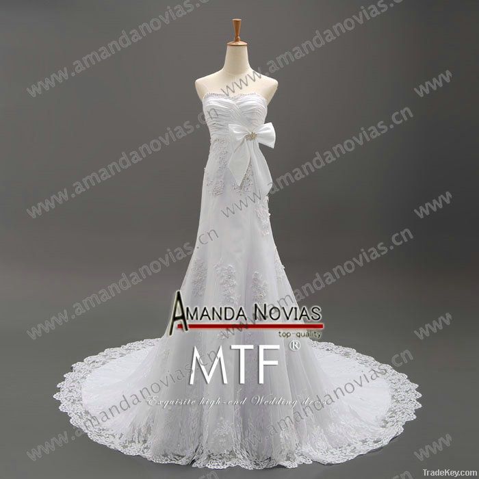 2013 new series sheath tulle lace applique beautiful wedding dress