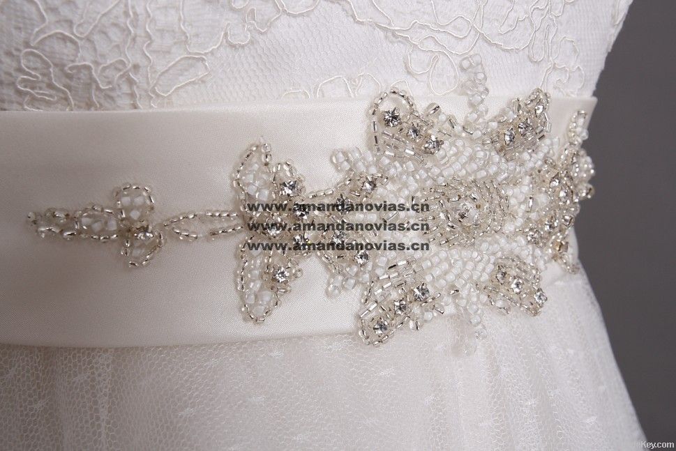 2013 New A line Beautiful Lace Applique Wedding Dress 003