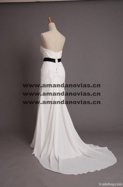 2013 Sheath Chiffon with black Crystal Beaded Wedding Dress 004