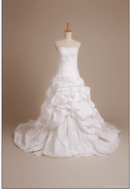 2013 new taffeta pleat lace embroidery wedding dress