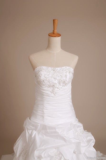 2013 new taffeta pleat lace embroidery wedding dress