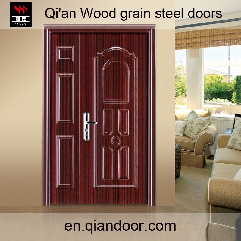 Wood grain steel fire door