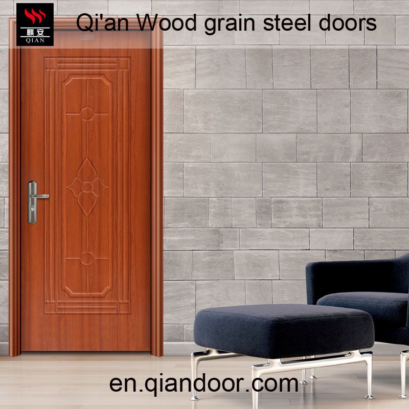 Wood grain steel fire door