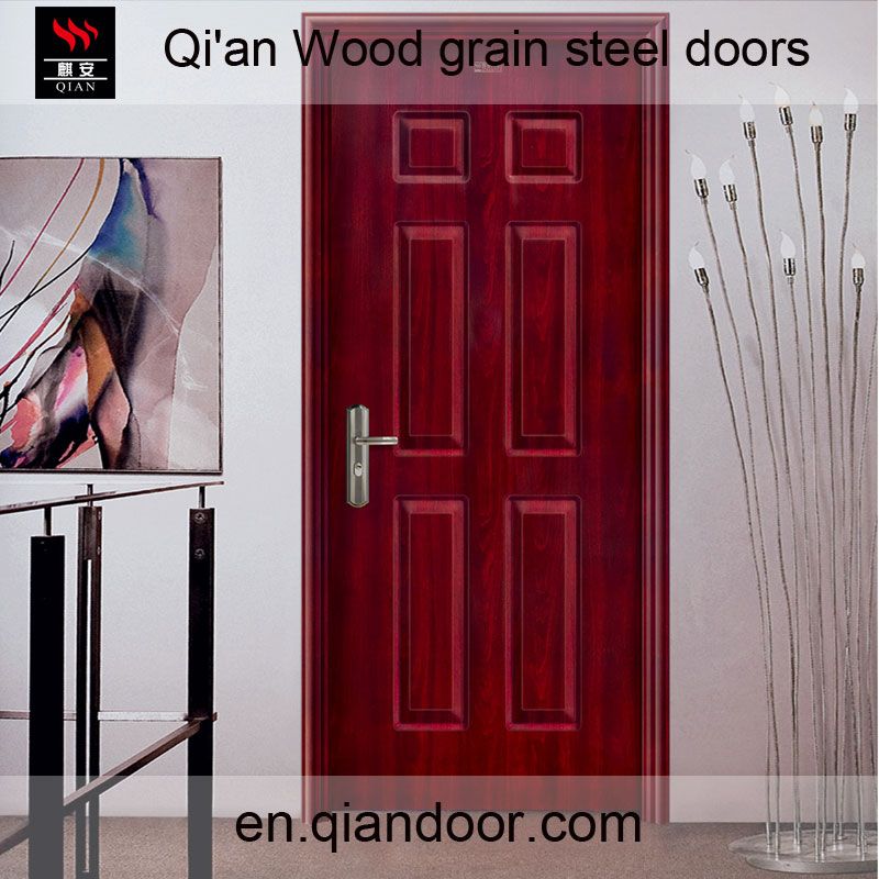 Wood grain steel fire door QA-GFM006