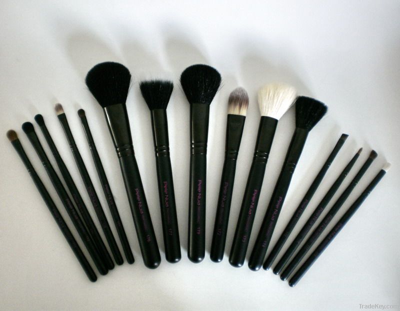 15pcs professional cosmetic brush set/natural hair brush; synthetic bristle brush set