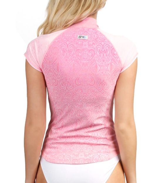 High Quality UV50+ Women's Aqua Zen Rose S/S Rashguard With Shelf Bra