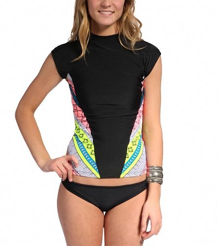 High Quality UV50+ Women's Aura Cap Sleeve Rashguard