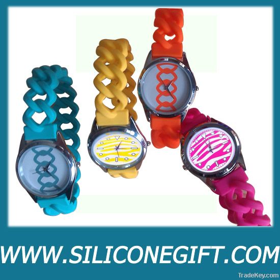 silicone twist chain link strap watches