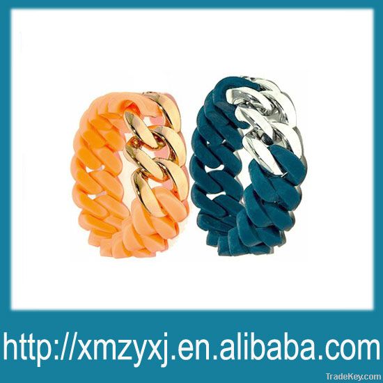 silicone wristband, curb chain bracelet