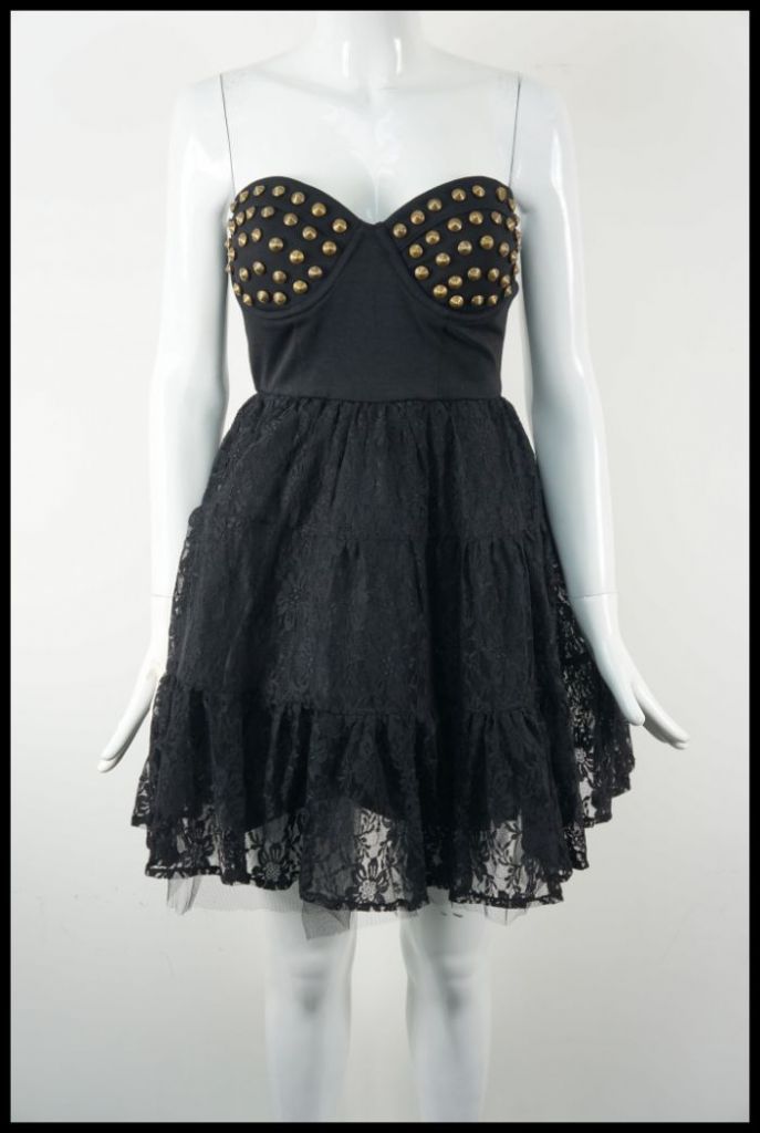 Black Prom Dress | Studded | Open Back