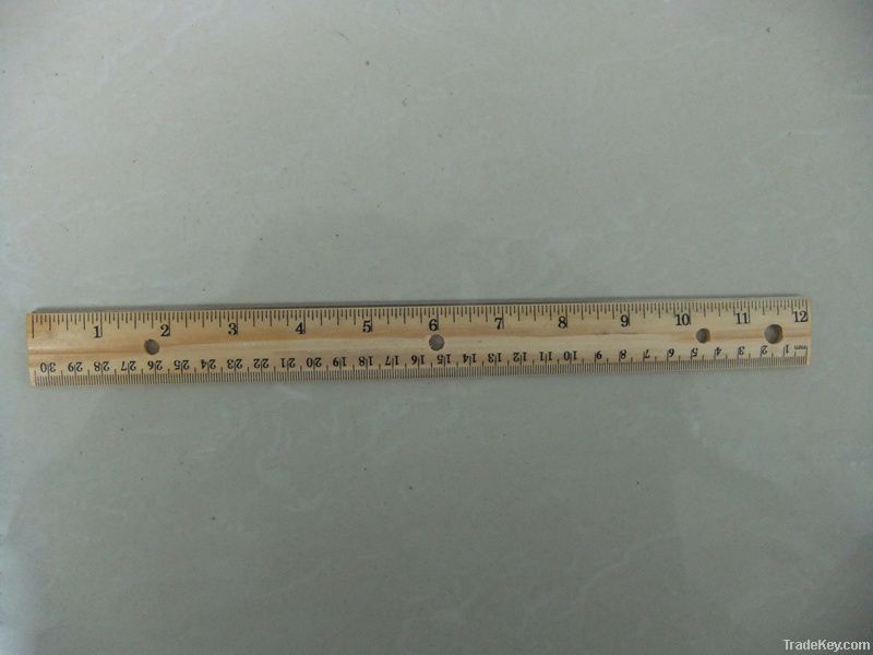 staight wood ruler with metal edge