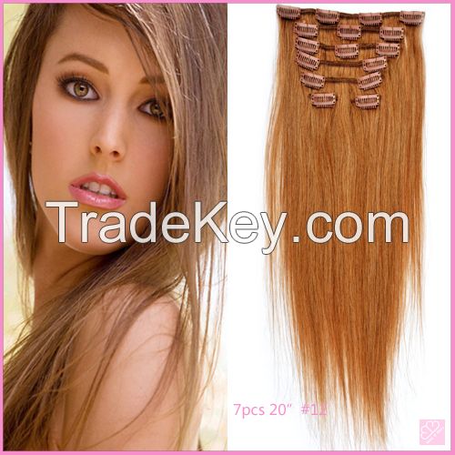 Full Head Cheap Colored Clip In Human Hair Extension