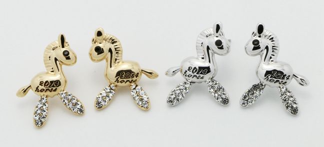 White Gold Plating Cute Horse Stud Earrings for Young Lady