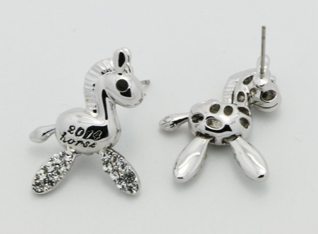 White Gold Plating Cute Horse Stud Earrings for Young Lady