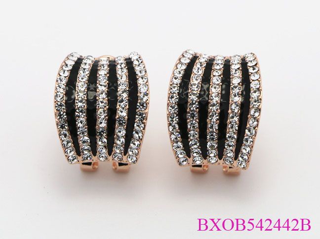 Black Elegant Fashion Crystal Clip Earrings