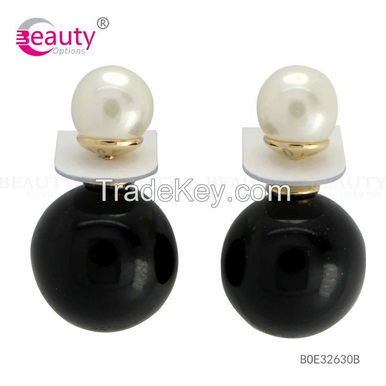 Colorful Wholesale Earrings Double Side Fashion Plastic Pearl Stud Earrings