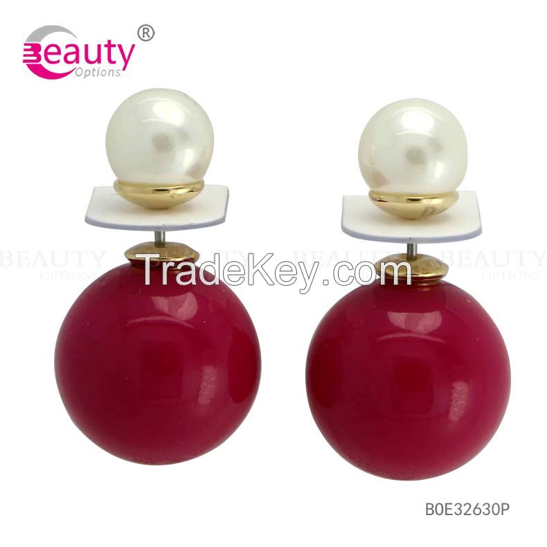 Colorful Wholesale Earrings Double Side Fashion Plastic Pearl Stud Earrings