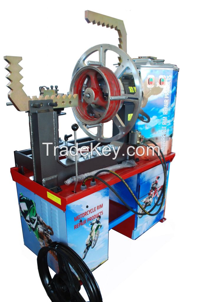 Motorcycle rim repair machine