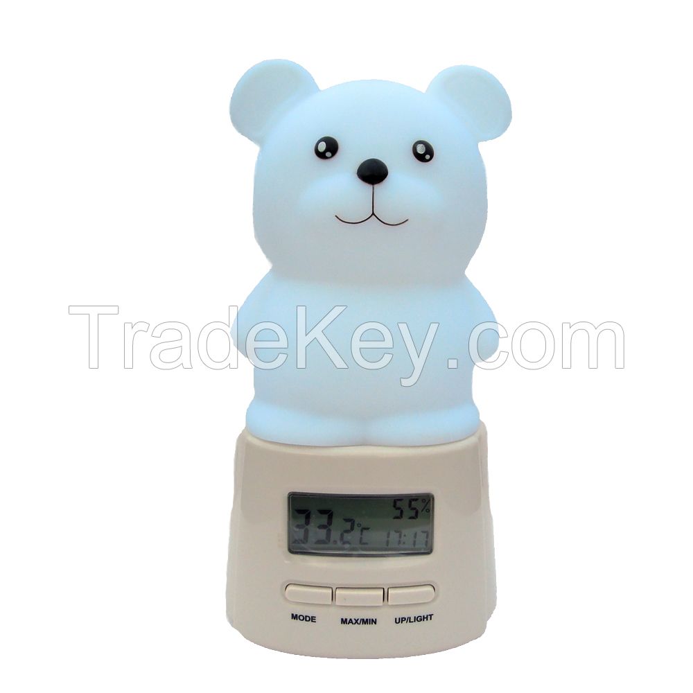 LED night light with temperature and hygrometer and light 7 colors