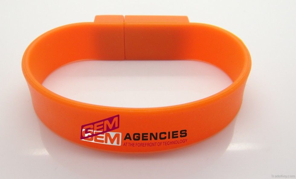 Popular wristband silicone bracelet usb flash drive