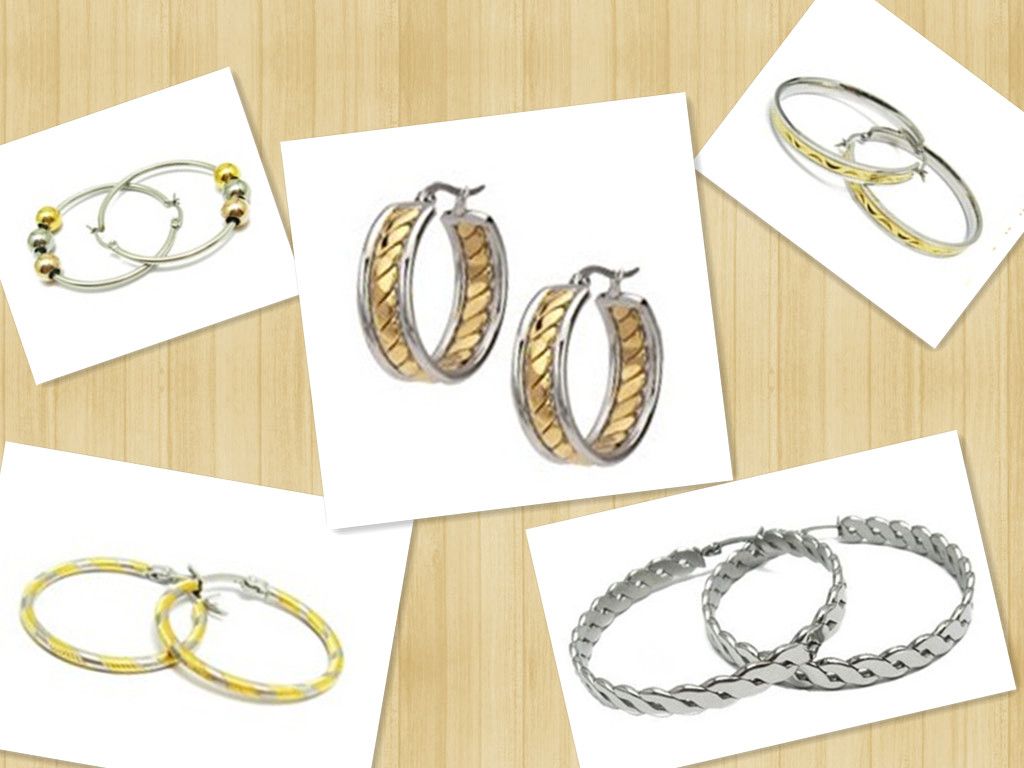 2014 glamour Steel chic young accessories oval hoop earring