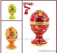 2012New design eggshell metal jewelry box, egg trinket box(QF3481)