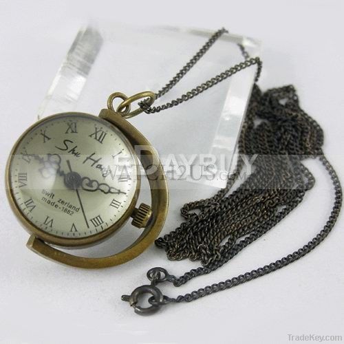 1882's Copper Ball Glass Quartz Pocket Watch