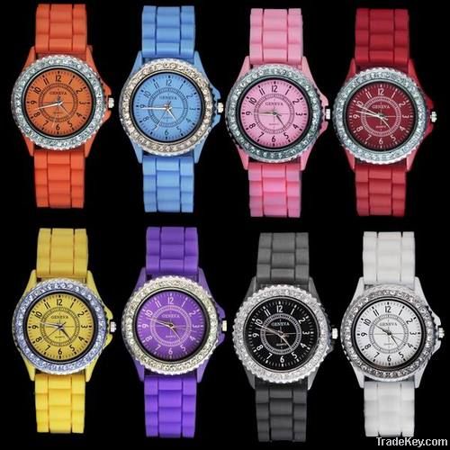 Classic Gel Silicone Crystal Men Lady Jelly Watch Gift Stylish Fashion