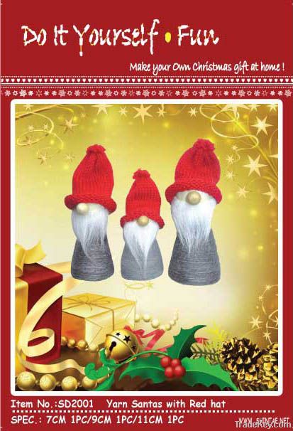 DIY CHRISTMAS SANTAS, 7/9/11CM, 3PCS/SET PACKED IN POLYBAG