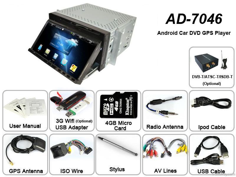 Car Android DVD Player with 3G, WIFI